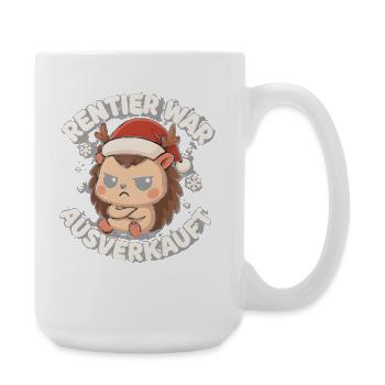 Weihnachten Spruch Humor Igel Lustig Rentier - Große Tasse 440 ml - Weiß - Rechts