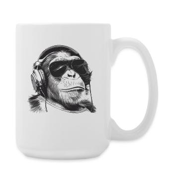 Monkey DJ with headphones - Large Mug 440 ml - white - Right