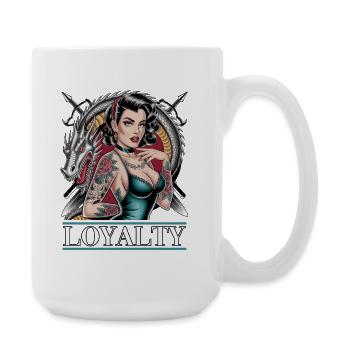 Loyalty Tattoo Pin-Up Dragon Art - Large Mug 440 ml - white - Right