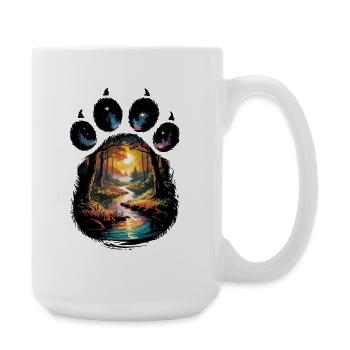 Nature landscape in paw print at night with - Large Mug 440 ml - white - Right