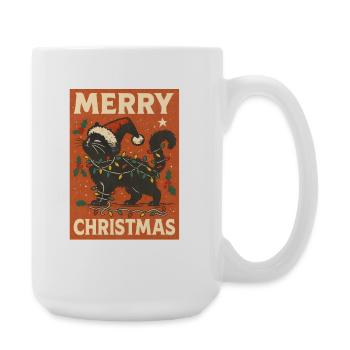 Joyeux Noël chat avec des lumières - Grande tasse 440 ml - blanc - Droite