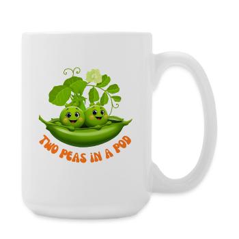 Lustige süße Zwillinge zwei Erbsen in einer Schote - Große Tasse 440 ml - Weiß - Rechts
