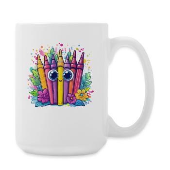 Stylos colorés Couleurs gaies - Grande tasse 440 ml - blanc - Droite