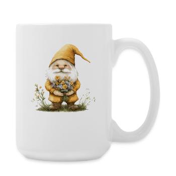 Gnome with Flower Basket - Large Mug 440 ml - white - Right