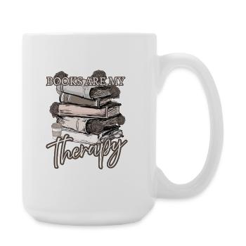 Books are therapy – design for book lovers - Large Mug 440 ml - white - Right