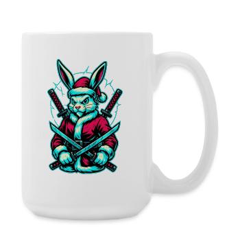 Ninja Weihnachts Hase Katana Shirt - Große Tasse 440 ml - Weiß - Rechts