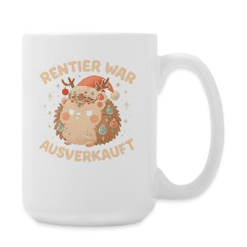 Weihnachten Spruch Humor Igel Lustig Rentier - Große Tasse 440 ml - Weiß - Rechts