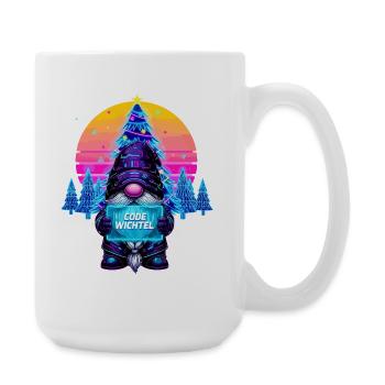 Cyberpunk Code Wichtel - Synthwave Xmas Nerd - Große Tasse 440 ml - Weiß - Rechts