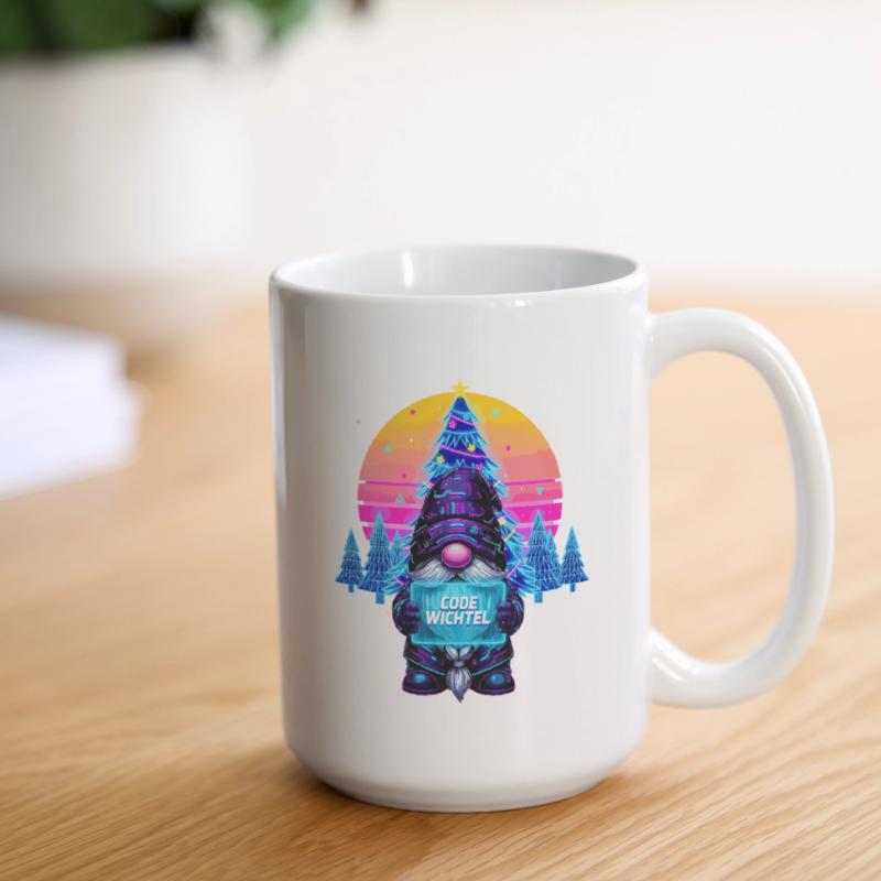 Cyberpunk Code Gnome - Synthwave Xmas Nerd Large Mug 440 ml