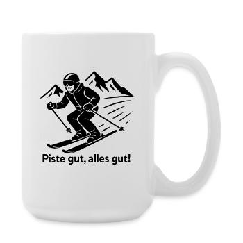 Piste gut alles gut – Lustiger Spruch für Skifahre - Große Tasse 440 ml - Weiß - Rechts