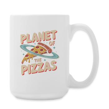 Planet of the Pizzas - Retro Pizza - Large Mug 440 ml - white - Right