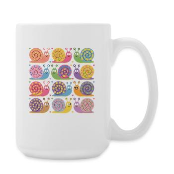 Colorful Kawaii Snail Pattern Pastel Colors - Large Mug 440 ml - white - Right