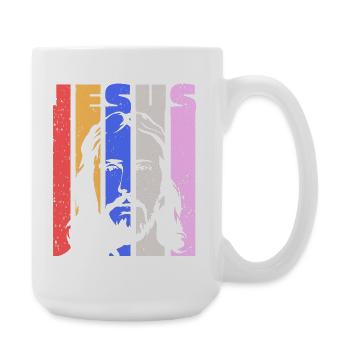 Jésus Vintage Rétro Pop Art Portrait - Grande tasse 440 ml - blanc - Droite