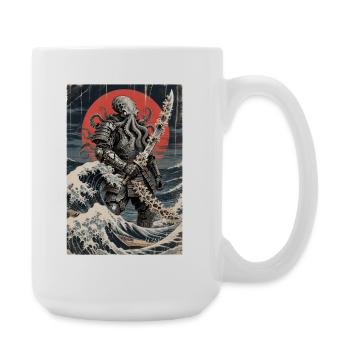 Samurai Octopus Tentacle Monster Japanese Ukiyo-e - Large Mug 440 ml - white - Right
