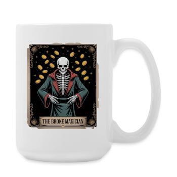 Le magicien fauché squelette sorcier avec des pièces de monnaie - Grande tasse 440 ml - blanc - Droite