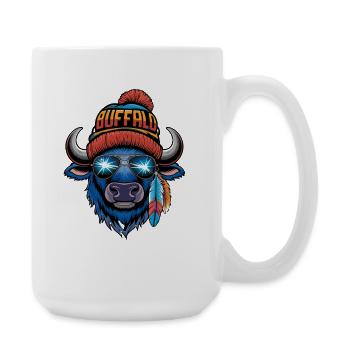 Bison Cool avec Chapeau et Lunettes Buffalo - Grande tasse 440 ml - blanc - Droite