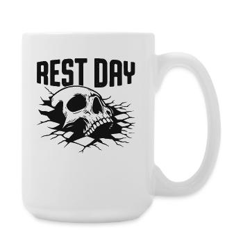 Rest Day Skull Graphic Tee - Large Mug 440 ml - white - Right