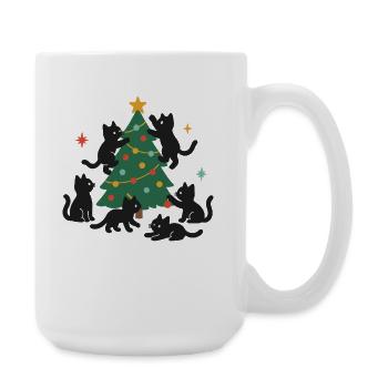 Funny Christmas Cats With Decorated Xmas Tree - Large Mug 440 ml - white - Right