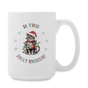 Cat with fairy lights Christmas Christmas cat - Large Mug 440 ml - white - Right