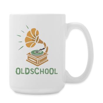Oldschool Grammophon Retro Design - Große Tasse 440 ml - Weiß - Rechts