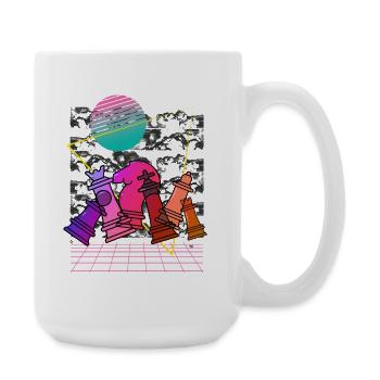 Neon Chess Collage - Large Mug 440 ml - white - Right