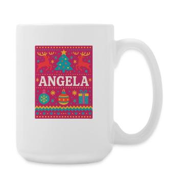 Festive Name Angela Ugly Chrismas Style, Xmas  - Large Mug 440 ml - white - Right