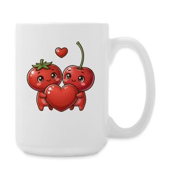 Kirschherzen verschlungen kawaii - Große Tasse 440 ml - Weiß - Rechts
