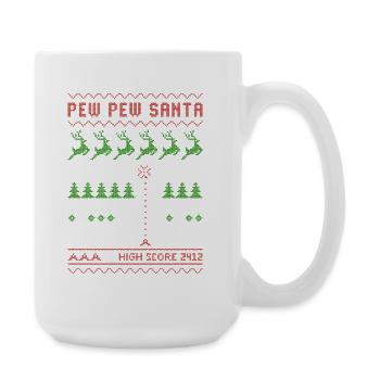 Pew Pew Santa | Shooting Game | ugly christmas - Large Mug 440 ml - white - Right