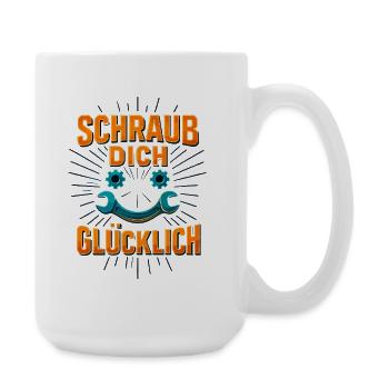 Schraub dich glücklich Schrauber Shirt Motorrad  - Große Tasse 440 ml - Weiß - Rechts