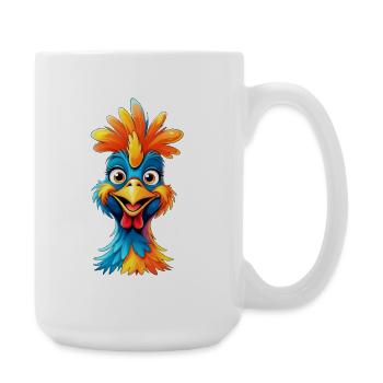 Colorful Feather Rooster Cartoon - Large Mug 440 ml - white - Right