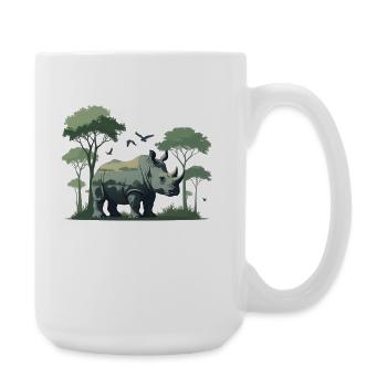 Gardien du rhinocéros de la savane Illustration - Grande tasse 440 ml - blanc - Droite