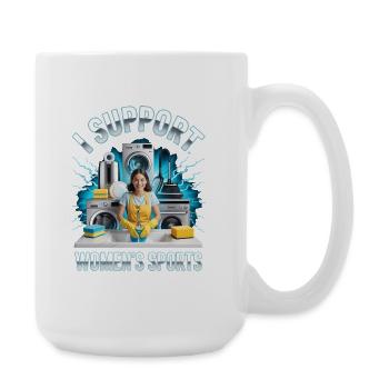 Je soutiens le bootleg inportable du sport féminin - Grande tasse 440 ml - blanc - Droite