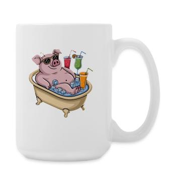 Cochon relaxant dans le bain avec cocktails - Grande tasse 440 ml - blanc - Droite