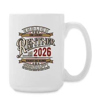 Rentner 2026 - Ruhestand - Pension Tasse - Große Tasse 440 ml - Weiß - Rechts