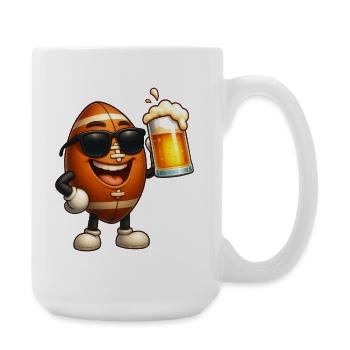 Bierheld Football Cartoon mit Sonnenbrille - Große Tasse 440 ml - Weiß - Rechts