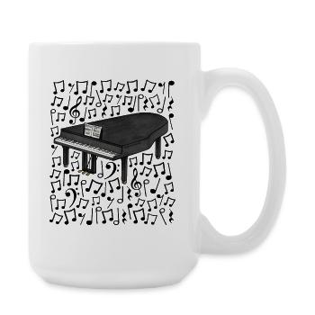 Grand Piano Musical Notes Pianist Music Teacher - Large Mug 440 ml - white - Right