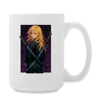 Samouraï blond aux lames croisées - Grande tasse 440 ml - blanc - Droite