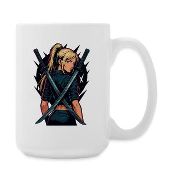 Kämpferin Mit Katana Actionheldin Manga Anime - Große Tasse 440 ml - Weiß - Rechts