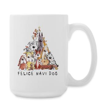 Felice Navi chien chiens Noël dicton - Grande tasse 440 ml - blanc - Droite