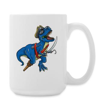 Pirate T-Rex Krieger Episches Dinosaurier-Abenteuer-Tee - Große Tasse 440 ml - Weiß - Rechts