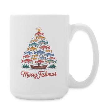 Merry Fishmas Christmas tree made of fish - Large Mug 440 ml - white - Right