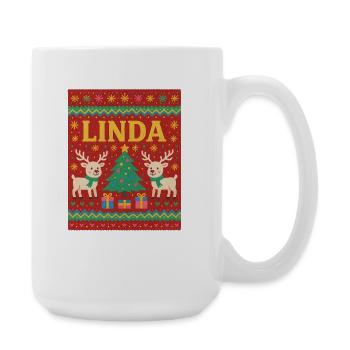 Festive Name Linda  Ugly Chrismas Style, Xmas  - Large Mug 440 ml - white - Right