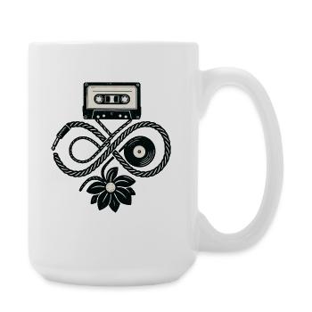 Music Retro Cassette Vinyl Infinity Flower - Large Mug 440 ml - white - Right
