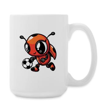 Marienkäfer Fußball - Große Tasse 440 ml - Weiß - Rechts