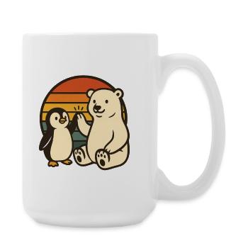 Eisbär und Pinguin - Große Tasse 440 ml - Weiß - Rechts