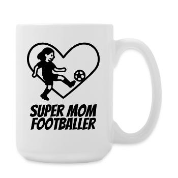 Super Mama Fußballerin – Herz Design - Große Tasse 440 ml - Weiß - Rechts