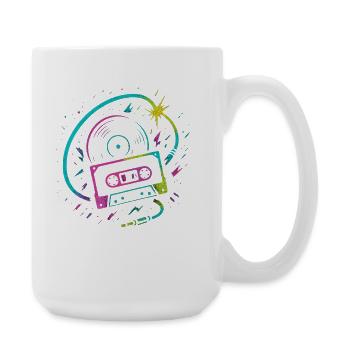 Retro Mixtape Vinyl, Neon Rave Beats - Große Tasse 440 ml - Weiß - Rechts