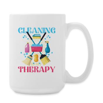 Cleaning is my therapy - Large Mug 440 ml - white - Right