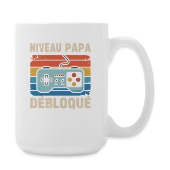 Papa-Level freigeschaltet – Gamer-Vater-werdendes Geschenk - Große Tasse 440 ml - Weiß - Rechts