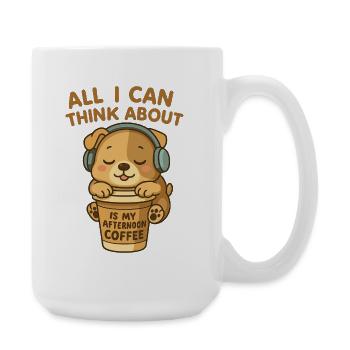 Süßer Hund liebt Nachmittagskaffee - Große Tasse 440 ml - Weiß - Rechts